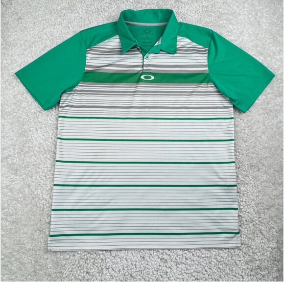 Oakley Other - Oakley Polo Green Stripe Performance Short Sleeve Golf Stretch